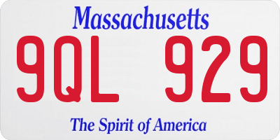 MA license plate 9QL929