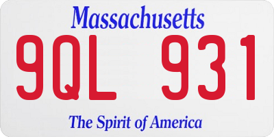 MA license plate 9QL931