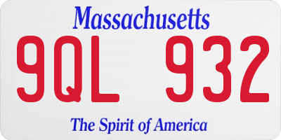 MA license plate 9QL932