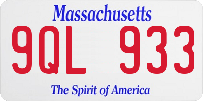 MA license plate 9QL933