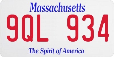 MA license plate 9QL934