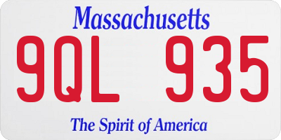 MA license plate 9QL935
