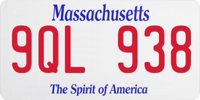 MA license plate 9QL938