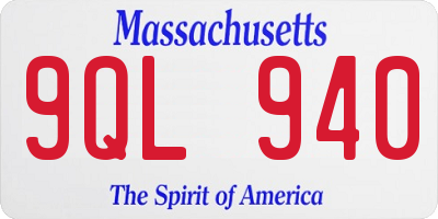 MA license plate 9QL940
