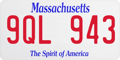 MA license plate 9QL943