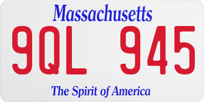 MA license plate 9QL945