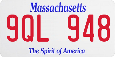 MA license plate 9QL948