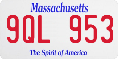 MA license plate 9QL953
