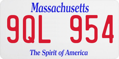 MA license plate 9QL954