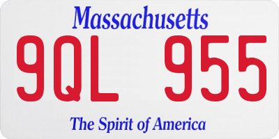 MA license plate 9QL955