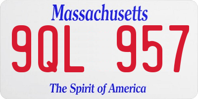 MA license plate 9QL957