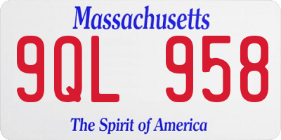 MA license plate 9QL958