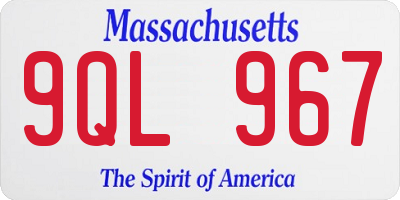 MA license plate 9QL967