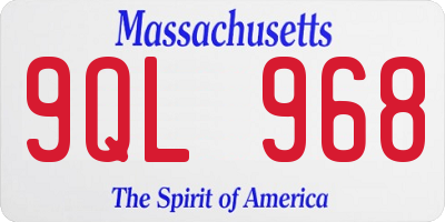 MA license plate 9QL968