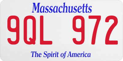 MA license plate 9QL972