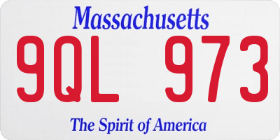 MA license plate 9QL973