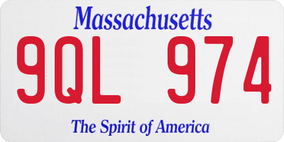 MA license plate 9QL974