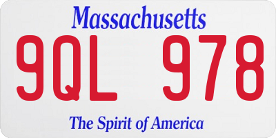 MA license plate 9QL978