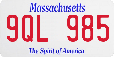 MA license plate 9QL985