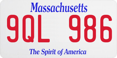 MA license plate 9QL986