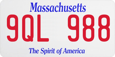 MA license plate 9QL988