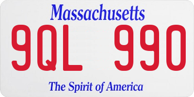 MA license plate 9QL990