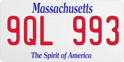 MA license plate 9QL993