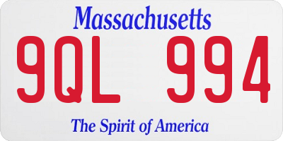 MA license plate 9QL994