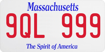 MA license plate 9QL999