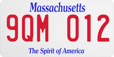 MA license plate 9QM012