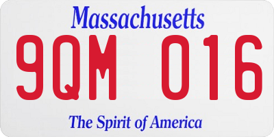 MA license plate 9QM016