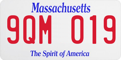 MA license plate 9QM019