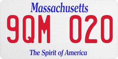 MA license plate 9QM020