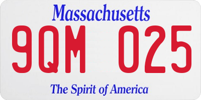 MA license plate 9QM025