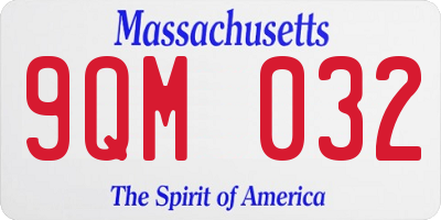 MA license plate 9QM032
