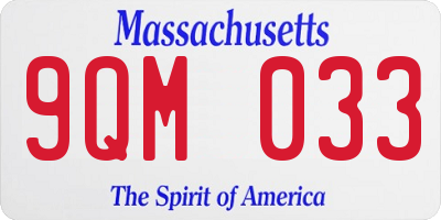 MA license plate 9QM033