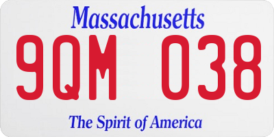 MA license plate 9QM038