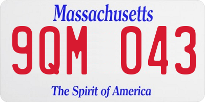 MA license plate 9QM043
