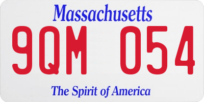 MA license plate 9QM054
