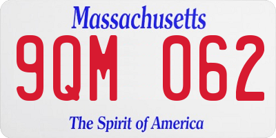 MA license plate 9QM062