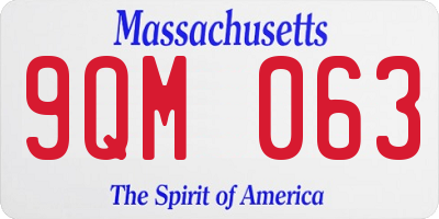 MA license plate 9QM063