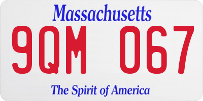 MA license plate 9QM067