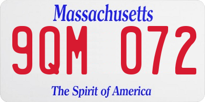 MA license plate 9QM072