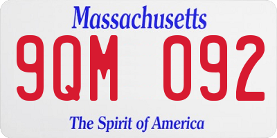 MA license plate 9QM092