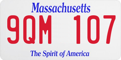 MA license plate 9QM107