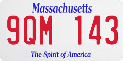 MA license plate 9QM143