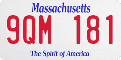 MA license plate 9QM181