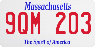 MA license plate 9QM203