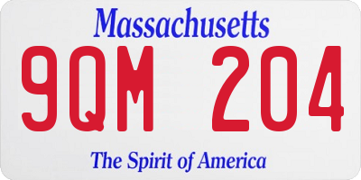 MA license plate 9QM204