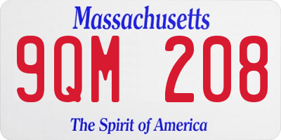 MA license plate 9QM208